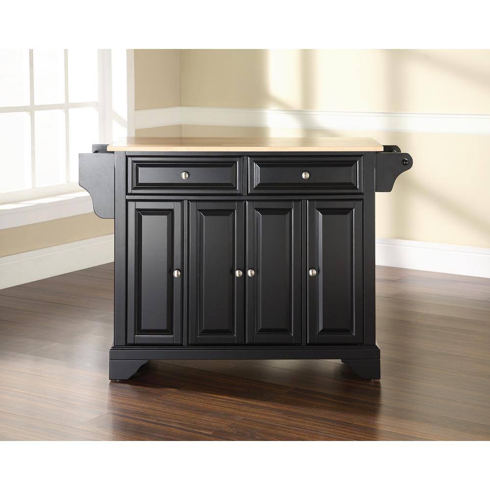 Left. Crosley Furniture - Lafayette Wood Top Full Size Kitchen Island/Cart - Black.
