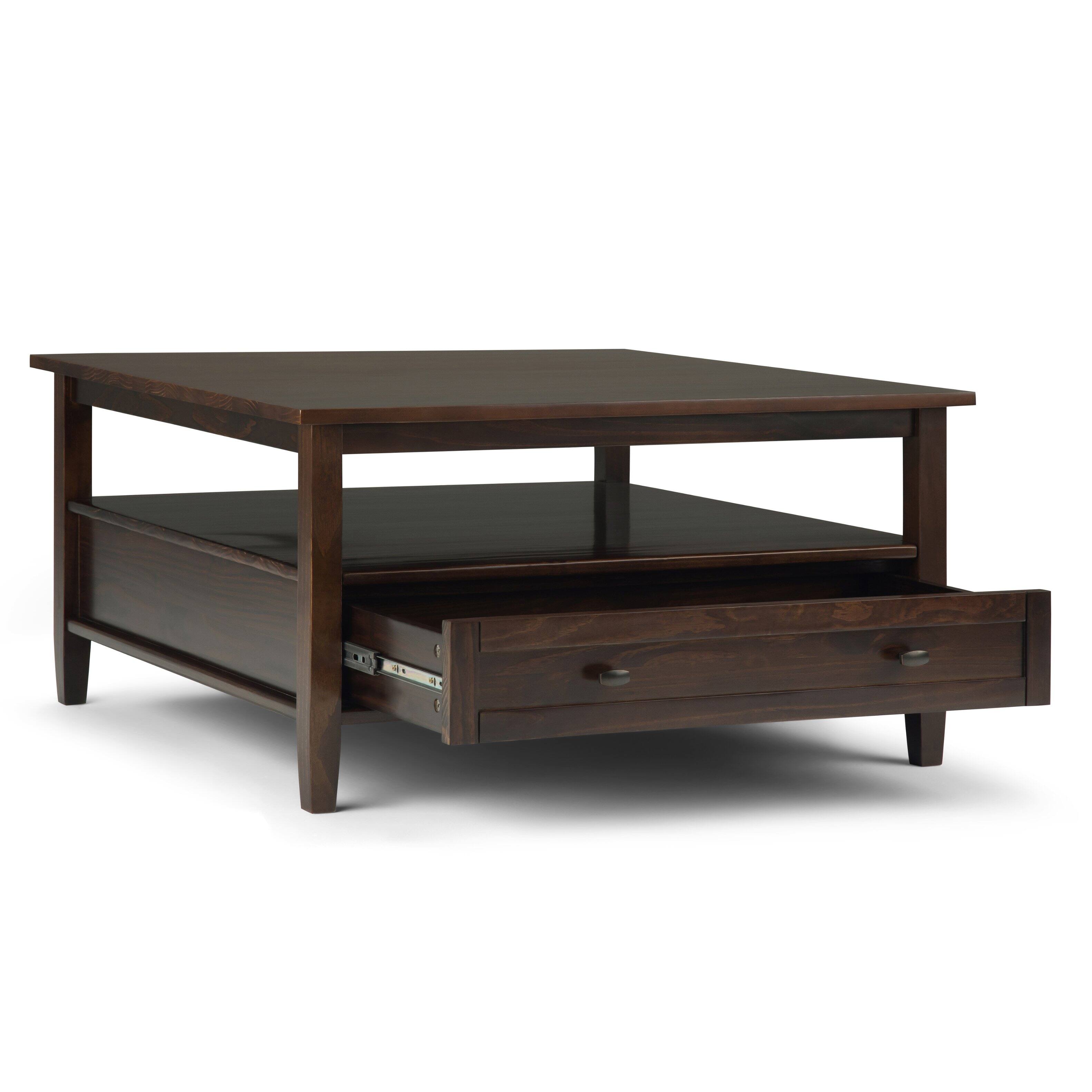 Simpli Home Warm Shaker 36 inch Coffee Table with 20 inch End Tables ...