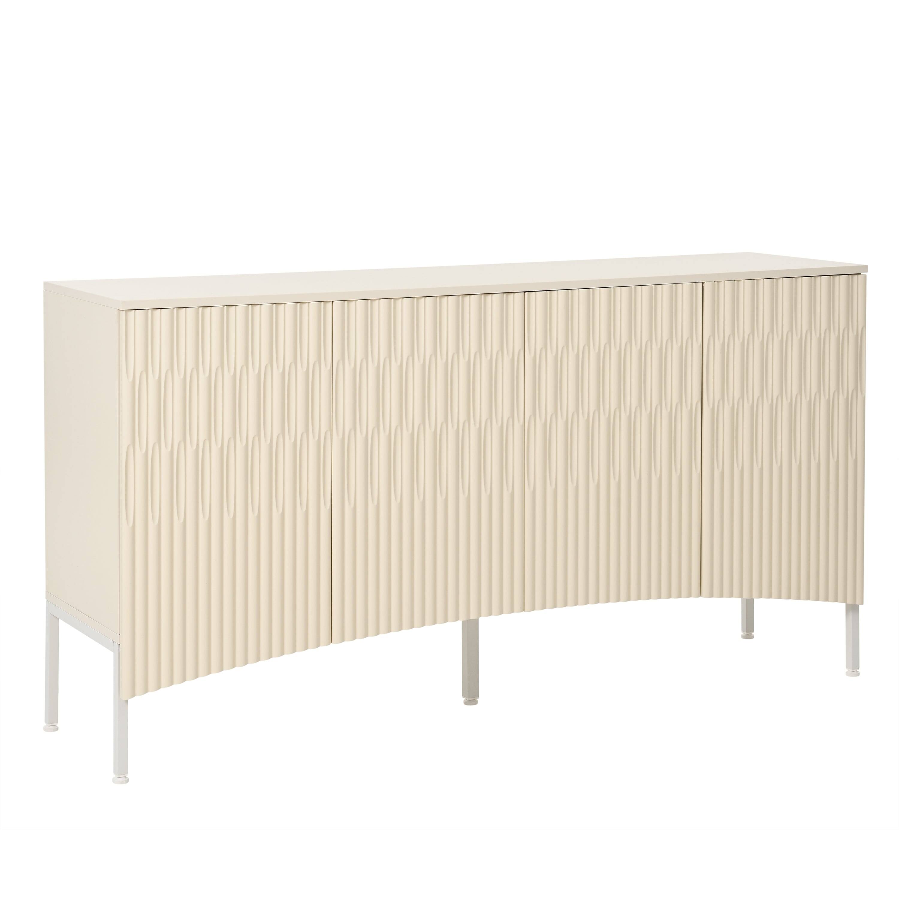Alt View 3. Boyel Living - Elegant 4-Door Sideboard with Curved Doors and Metal Legs - Beige.