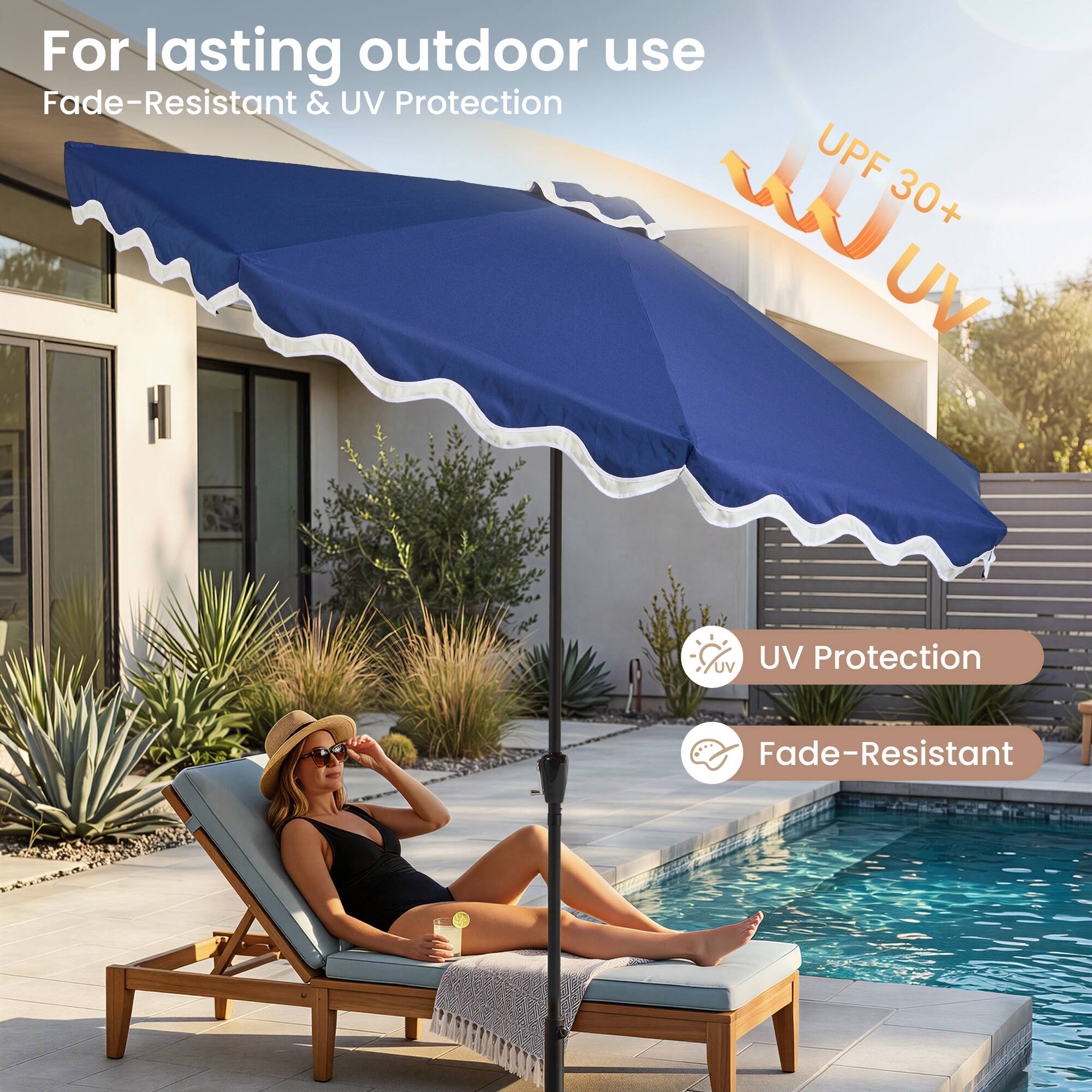 For lasting outdoor use  
Fade-Resistant & UV Protection  
UPF 30+  

UV Protection  
Fade-Resistant