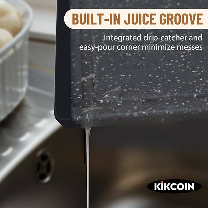 BUILT-IN JUICE GROOVE  
Integrated drip-catcher and easy-pour corner minimize messes  

KIKCOIN