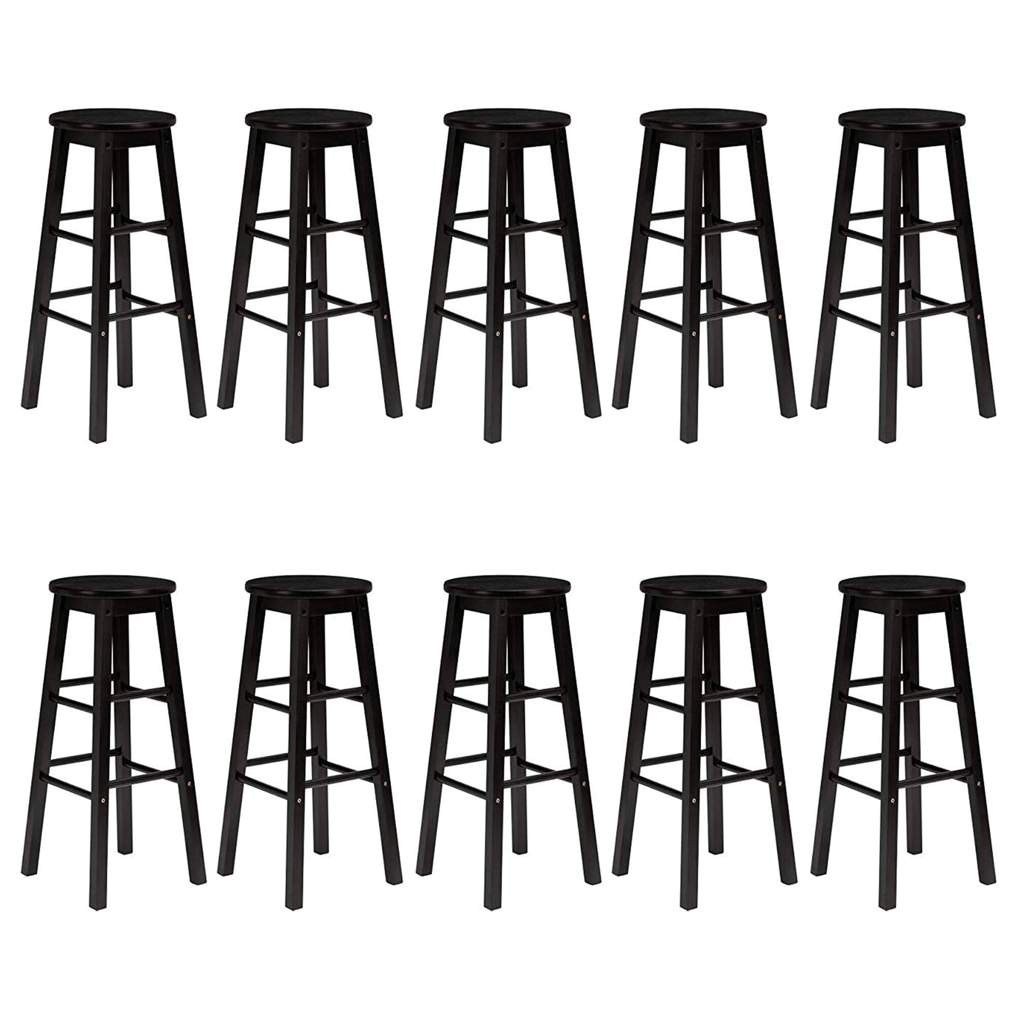 Front. PJ Wood - PJ Wood Classic Round Seat 24 Inch Kitchen and Counter Stools, Black (10 Pack) - Black.