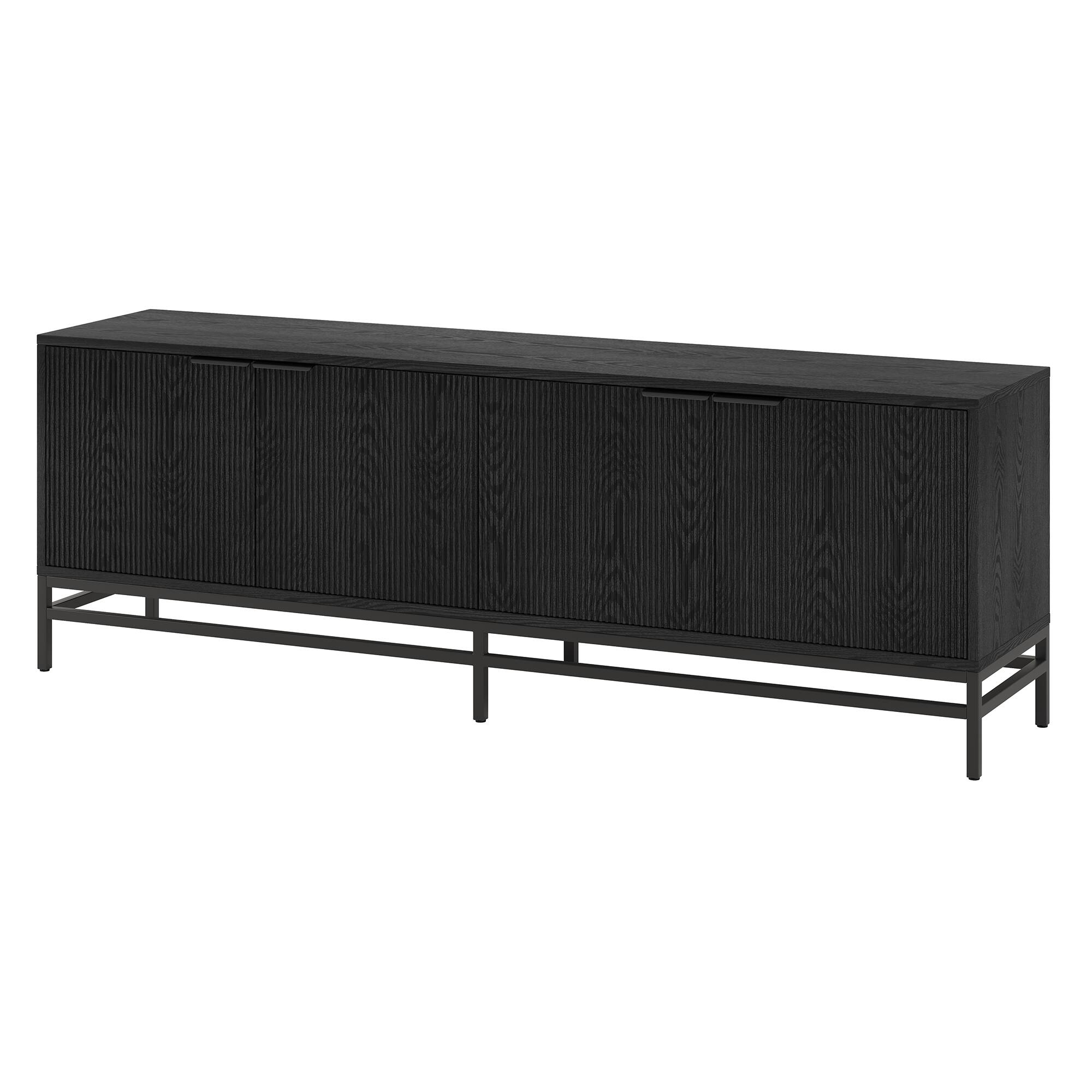 Left. Hudson&Canal - Montello Rectangular Fluted TV Stand for TV's up to 78" in Black Grain - Black Grain.