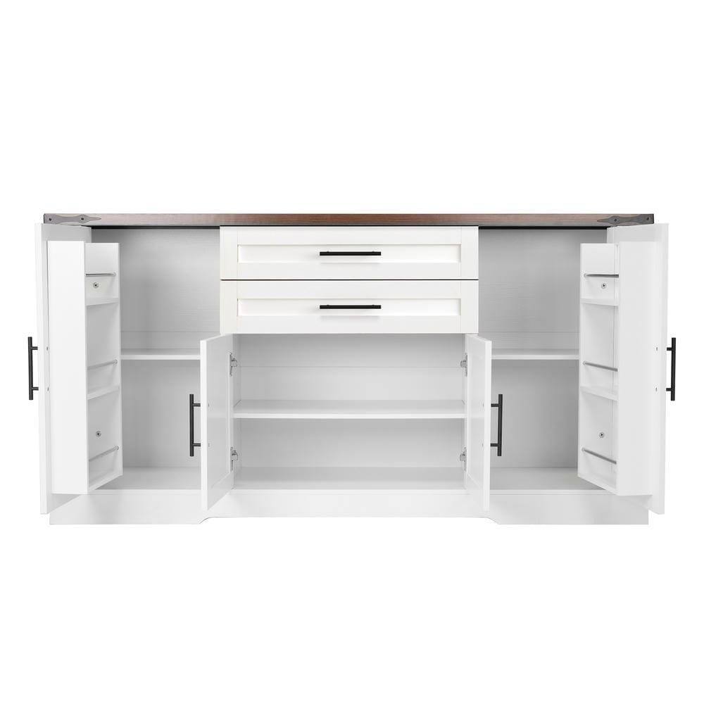Alt View 8. Kadyn - 63" Barn Door Storage Cabinet with Drawers for Coffee Bar Station - White - White.
