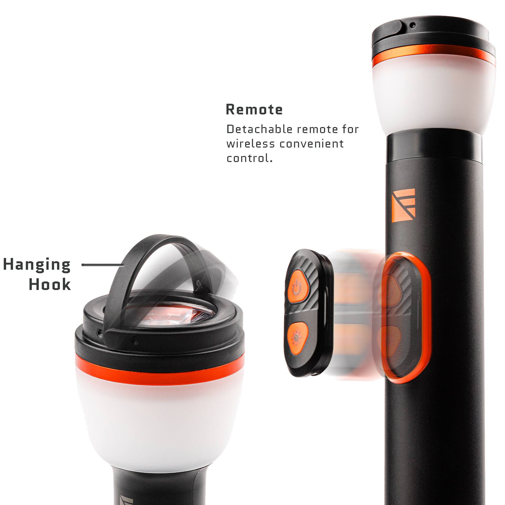 Remote Detachable remote for wireless convenient control.  
Hanging Hook