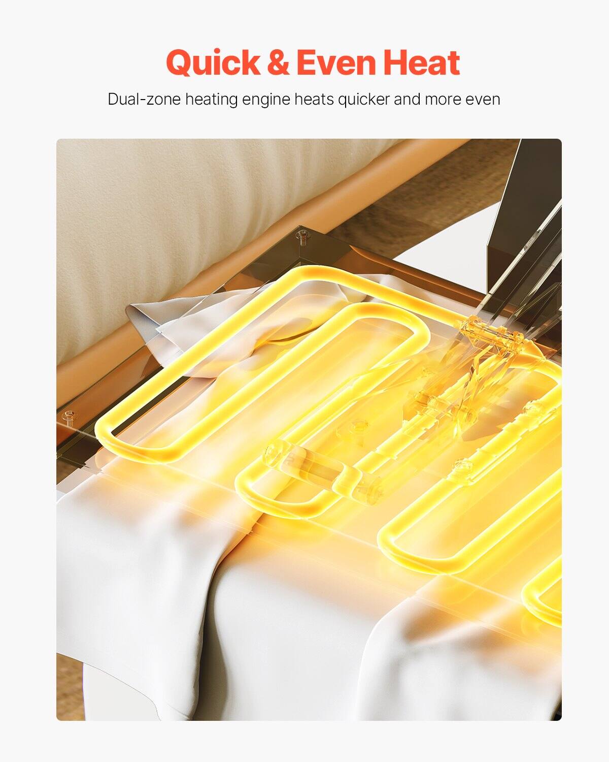 Quick & Even Heat

Dual-zone heating engine heats quicker and more even