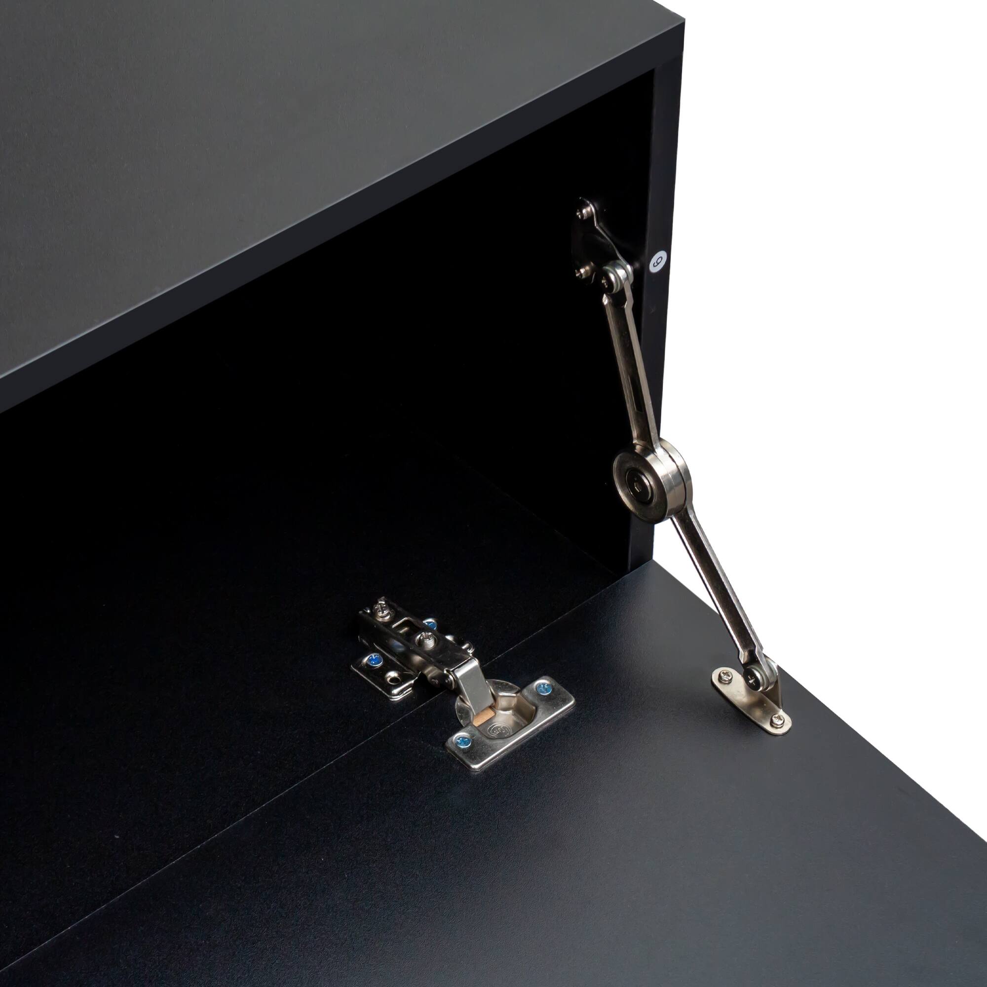 Back. GOODSILO - Extendable Rectangle TV Stand and Media Console with Adjustable Storage - Black.