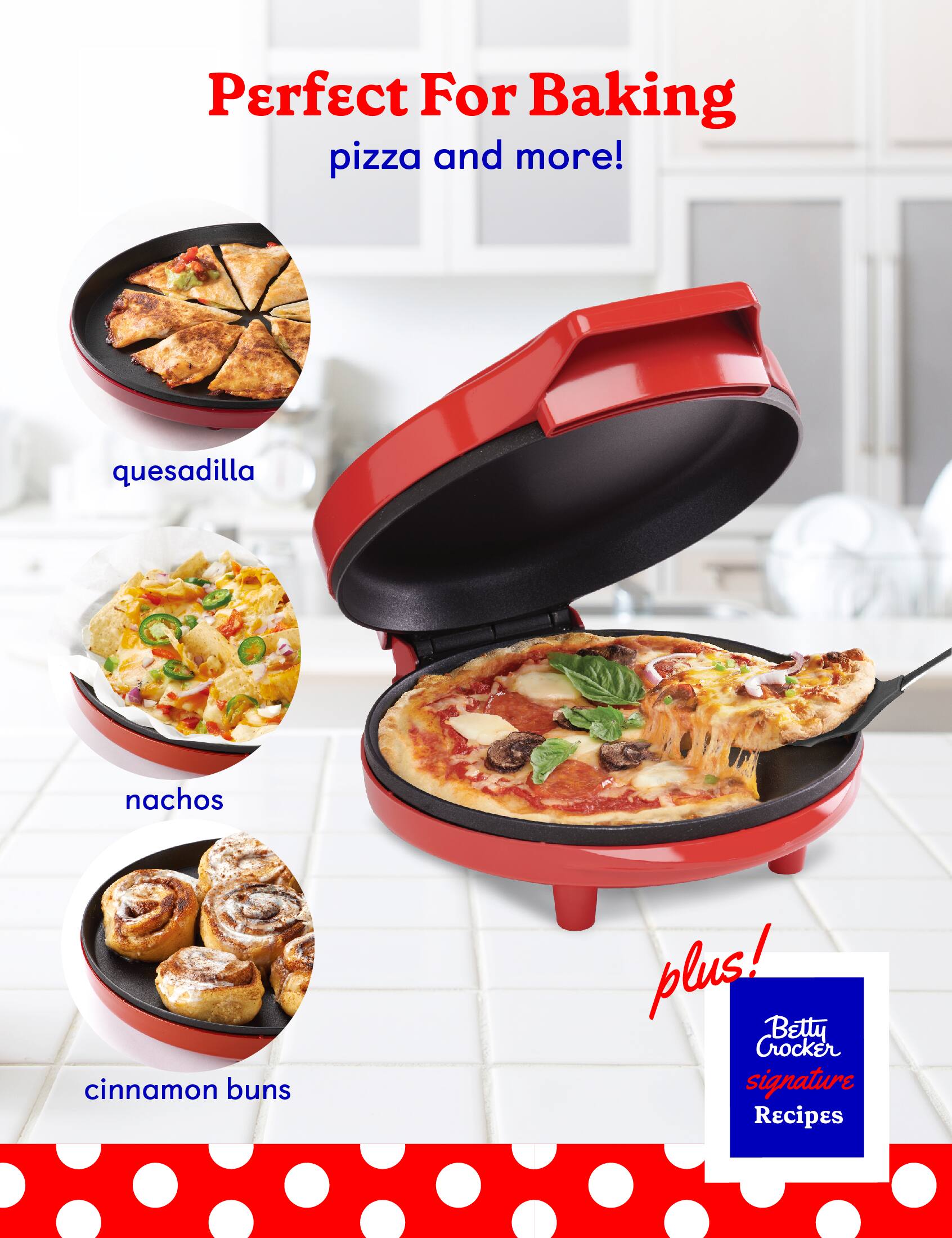 Perfect For Baking pizza and more! quesadilla nachos cinnamon buns plus! Betty Crocker signature Recipes
