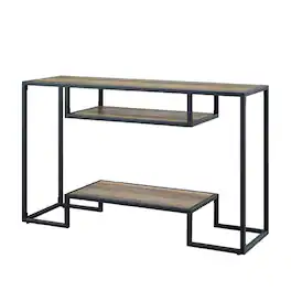 Manhattan Lane - Lea 48 Inch Wood Sideboard Sofa Table, Grain Details, Metal, Rustic Oak - Brown