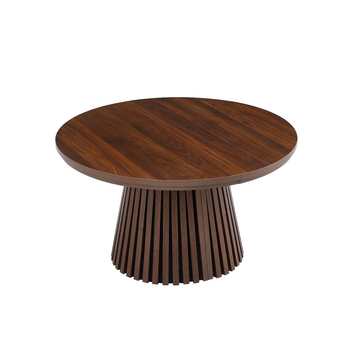 Alt View 9. Loheer - Loheer Walnut-Colored Oval Coffee Table, Extendable Wooden Table for Dining or Living Room - Walnut.