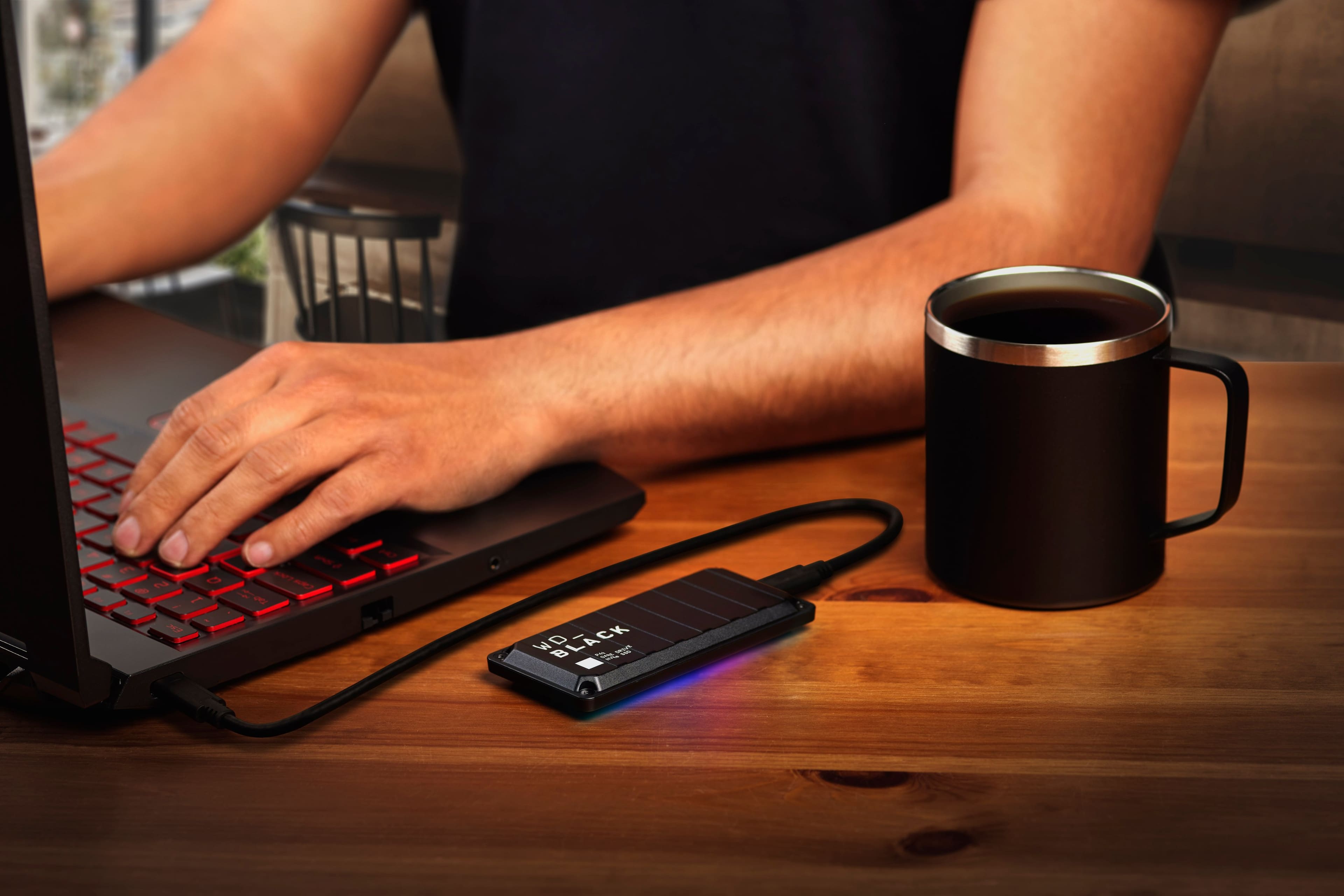 Alt View 20. WD - BLACK P40 Game Drive for PC, PS4, PS5 and Xbox 1TB External USB 3.2 Gen 2x2 Portable SSD - Black.