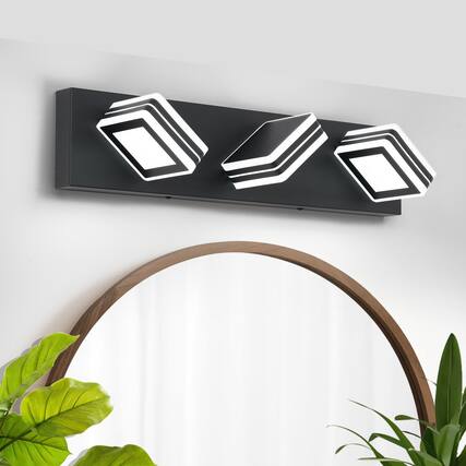 Front. HOMLUX - 19.69 in. 3 Lights Black LED Vanity Light Bar with Acrylic Shade.