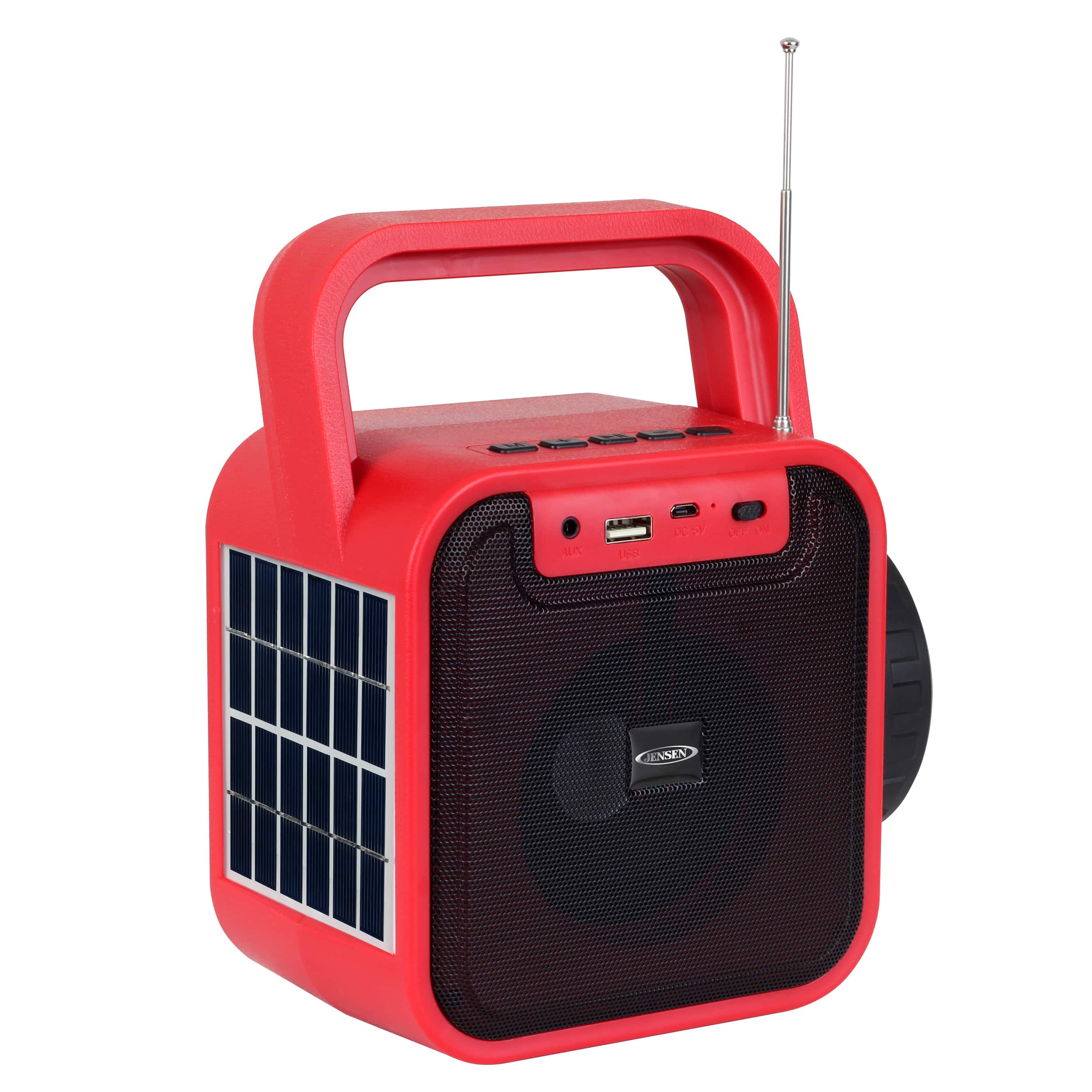 Alt View 11. Jensen - Portable Bluetooth Rechargeable Speaker w/ Built-in Emergency USB Charging Port - Black/Red.