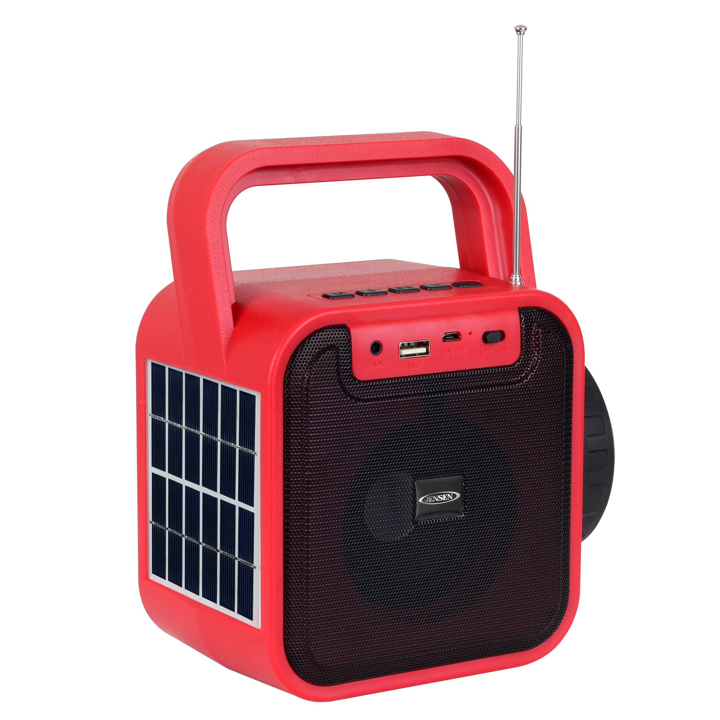 Alt View 11. Jensen - Portable Bluetooth Rechargeable Speaker w/ Built-in Emergency USB Charging Port - Black/Red.