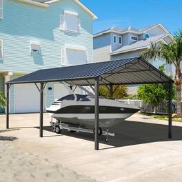 U-HOMY - Outdoor Carport – Galvanized Steel Roof, Heavy-Duty All-Weather Shelter for Cars, Boats, Tractors & Equipment - 12'x 20'