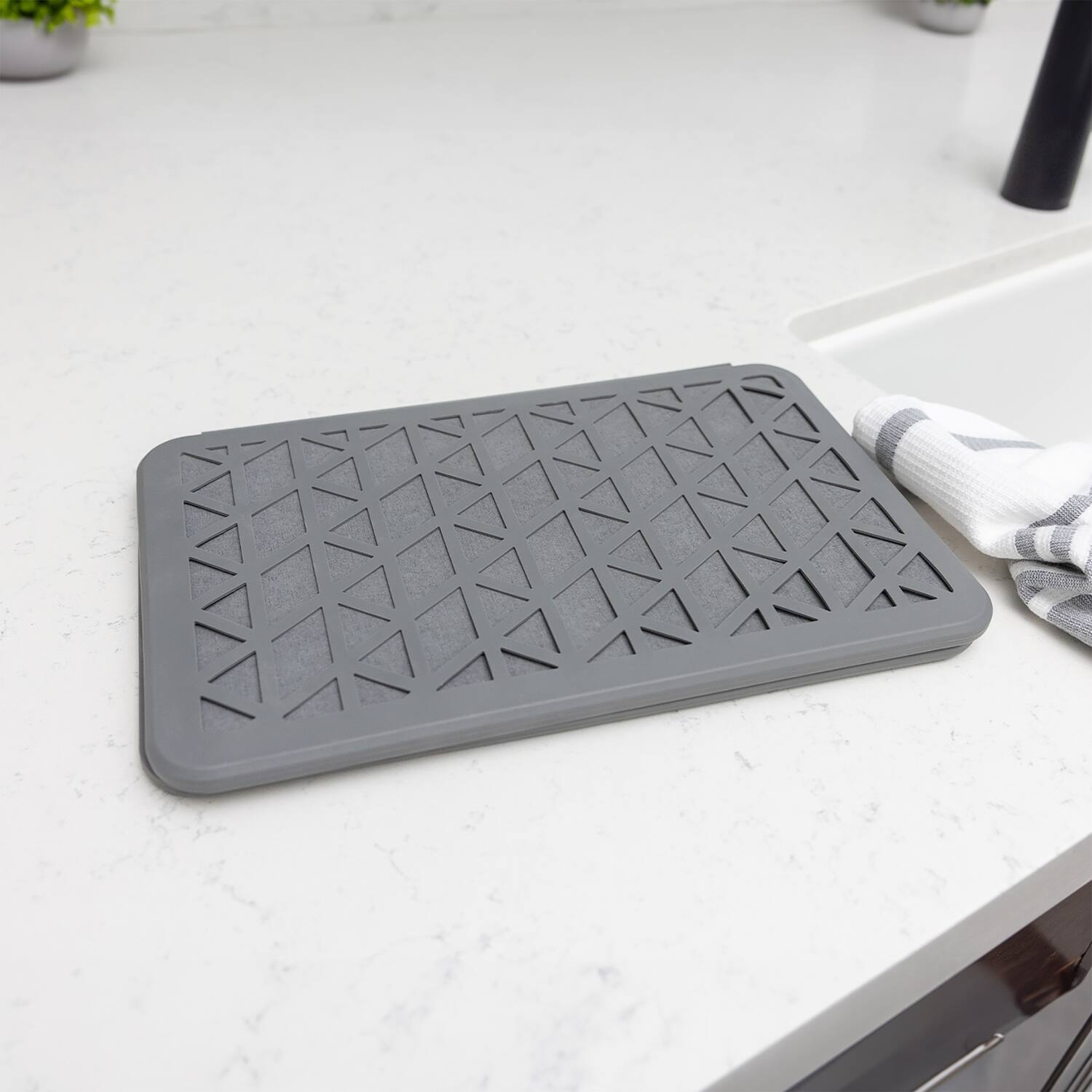 Alt View 2. Better Houseware - Better Houseware 3417 The Magic Dishmat Ii Stone And Silicone Quick-dry Mat - gray.