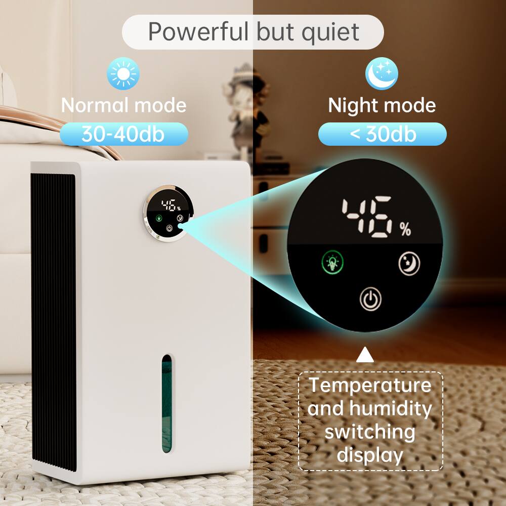 Powerful but quiet

Normal mode
30-40db

Night mode
< 30db

Temperature and humidity switching display