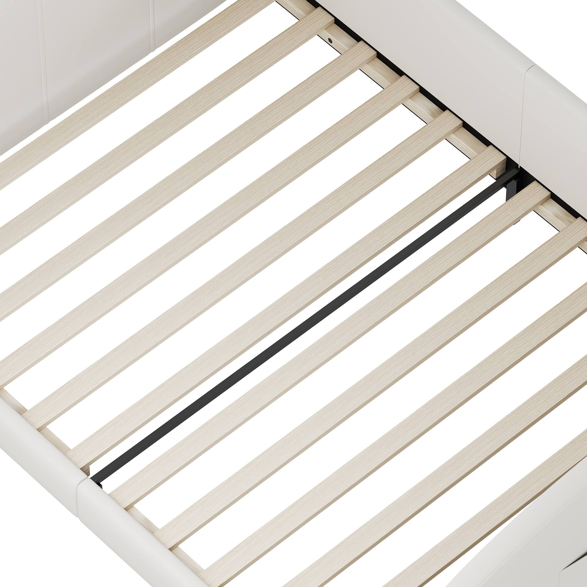 Alt View 6. GOODSILO - Upholstered Twin Size Princess Bed with Unique Animal-Shaped Design and Platform Support - White.