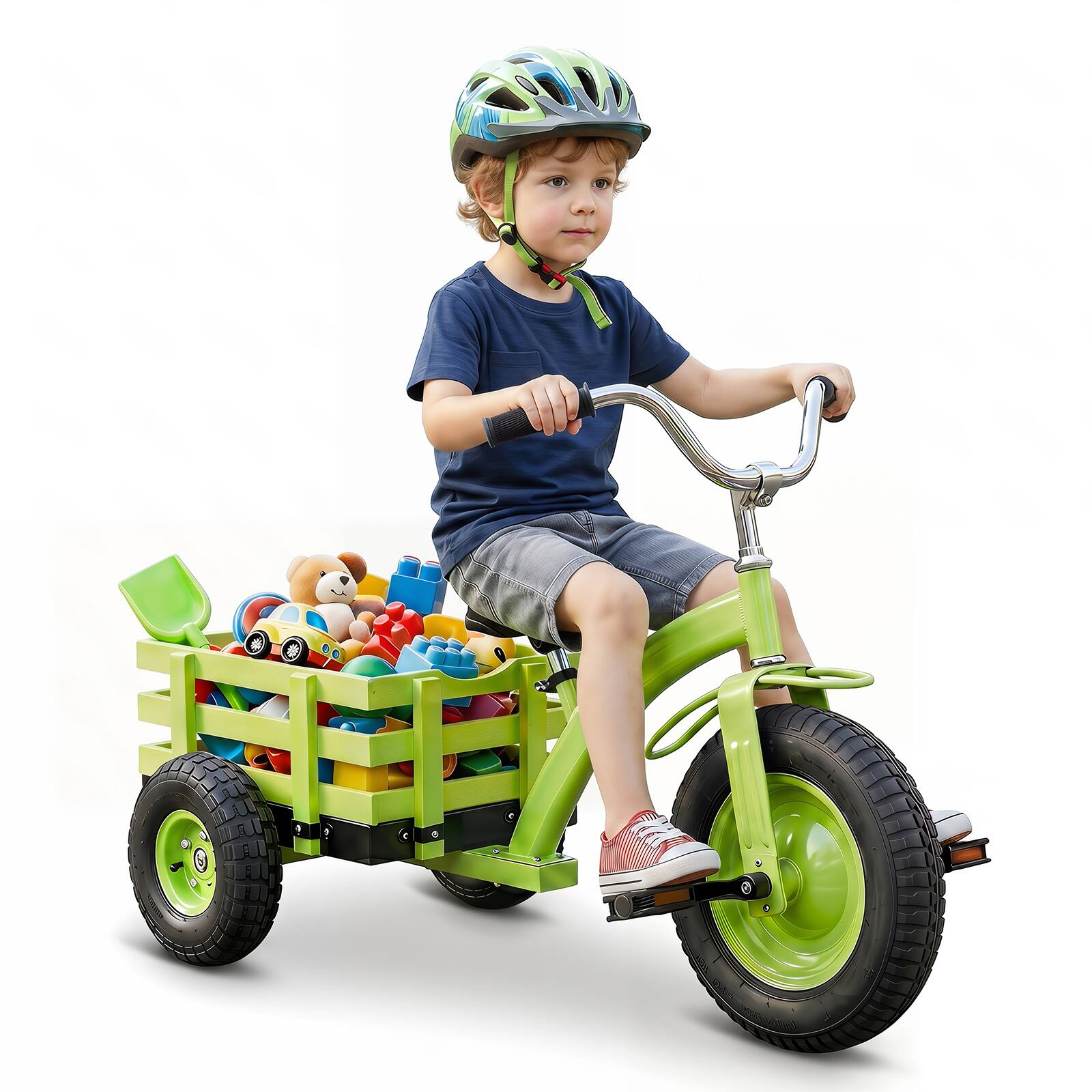 Alt View 9. Costway - Costway Kids Tricycle with Storage Basket 15" Inflatable Rubber Tires Adjustable Handlebar - Green.