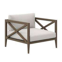 Outdoor Escape - Teak Outdoor Patio Armchair With Wide Armrests And Durable Build - Gray