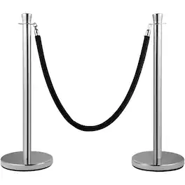 VEVOR - Crowd Control Stanchion, Set of 2 Pieces Stanchion Set, Stanchion Set with 5 ft/1.5 m Black Velvet Rope - Black,Silver