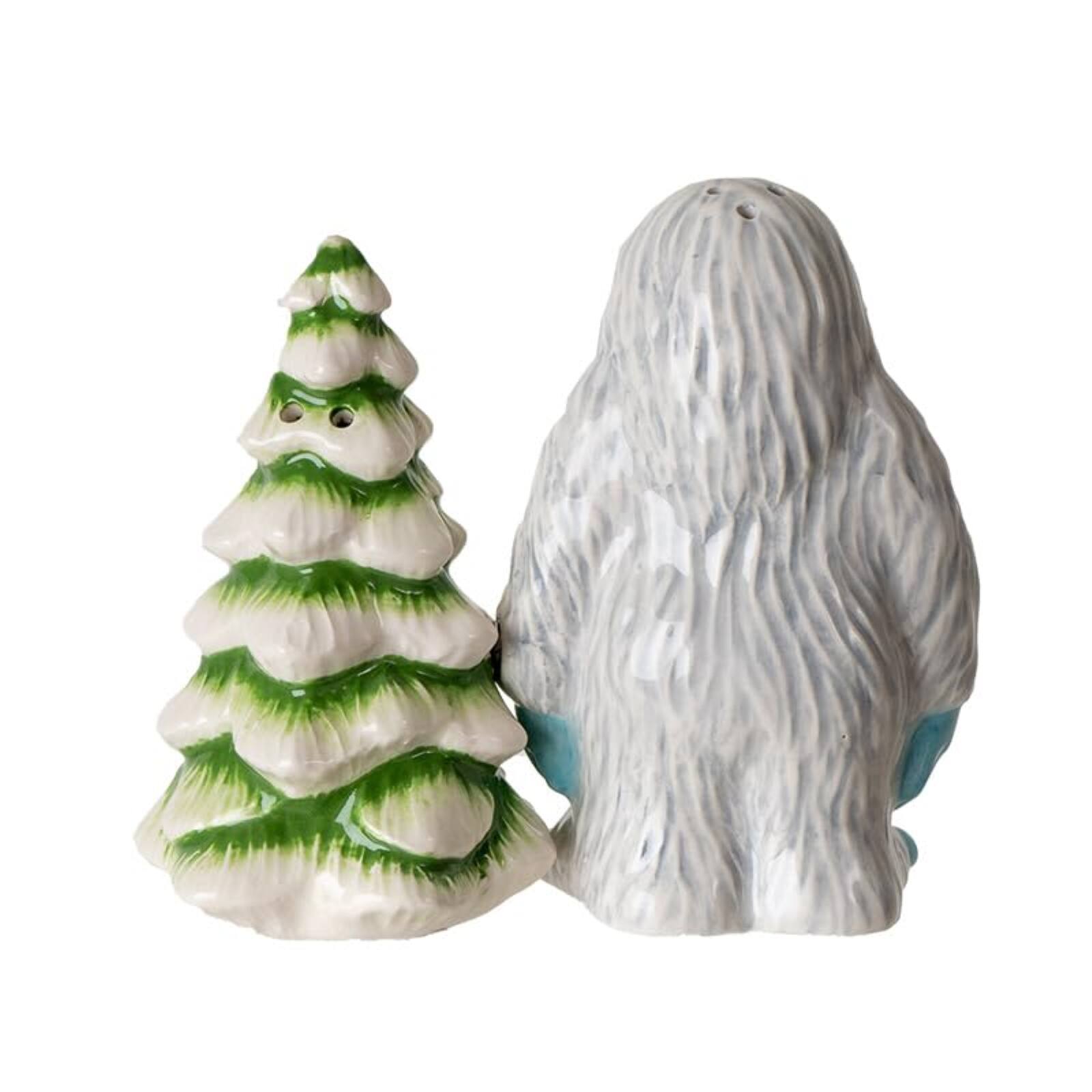 Angle. Pacific Trading - Pacific Trading Yeti With White Pine Tree Ceramic Magnetic Salt and Pepper Shaker Set - Multicolor.