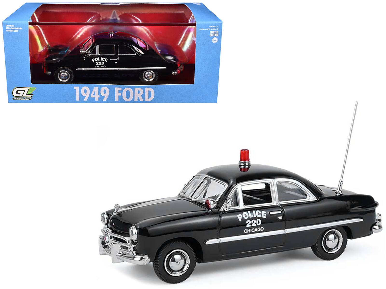 bentales I -d .CEN Fublcia horyl Lase IECT FLECTELP - - LIMITED EOITION 43 GL GREEALART POLICE 220 CHICAGO Joxy 1949 FORD POLICE 220 CHICAGO