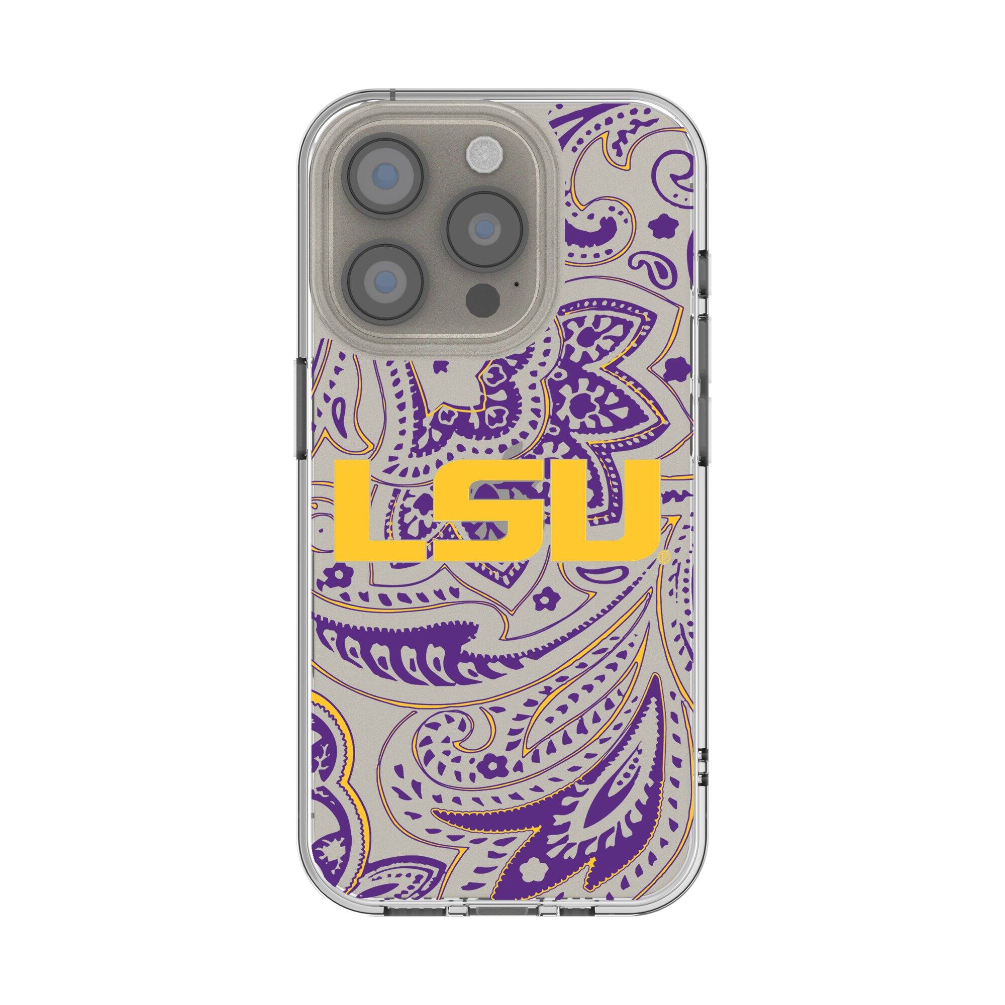Front. Keyscaper - LSU Tigers iPhone Paisley Design Clear Case - 13 Pro Max - Multicolor.