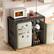 Back. Aheaplus - Small Bar Cabinet with Mini Fridge Space, Coffee Bar Microwave Stand with Power Outlet & Glass Holder for Kitchen - Black.
