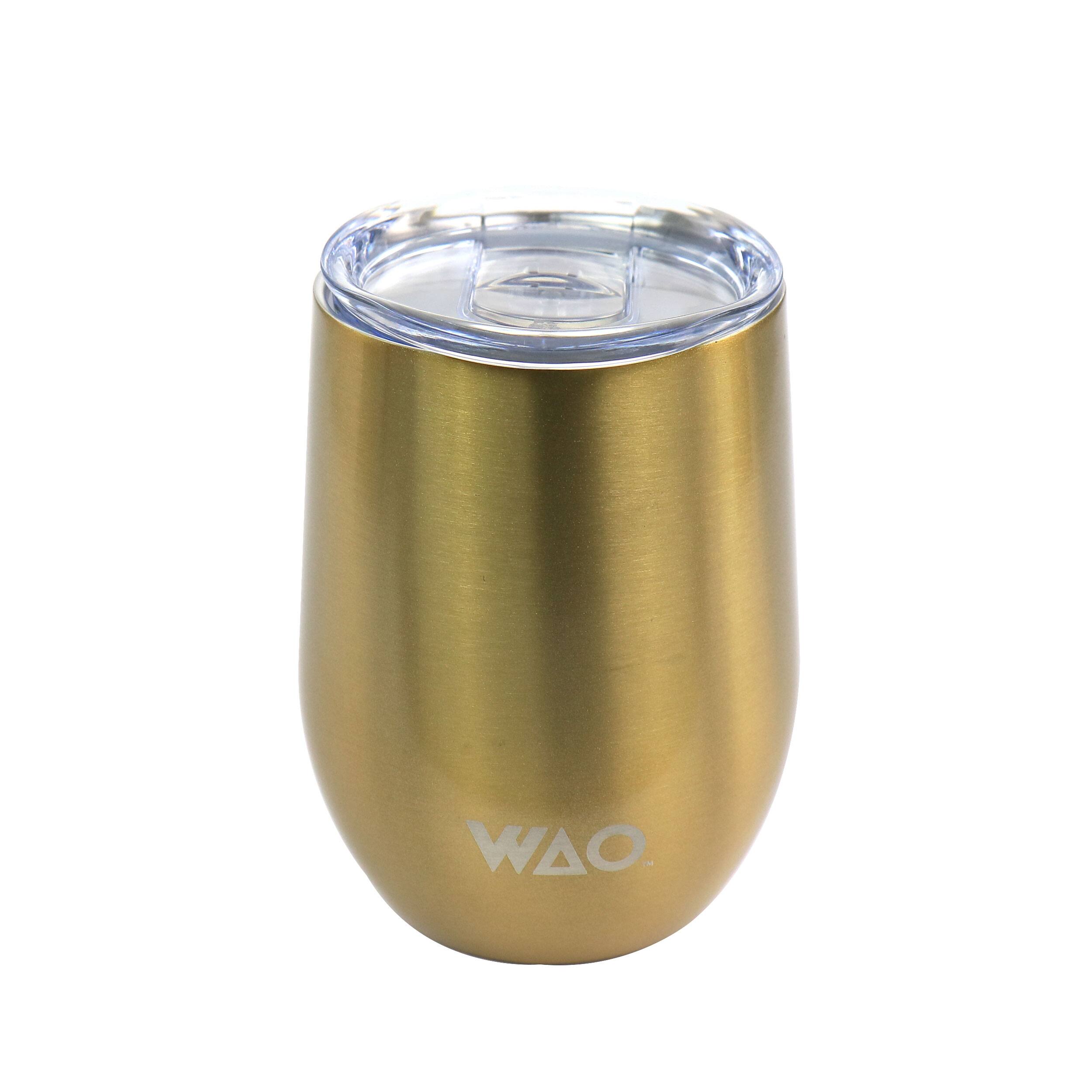 Front. Gibson - WAO 12 Ounce Thermal Wine Tumbler with Lid in Gold - Gold.