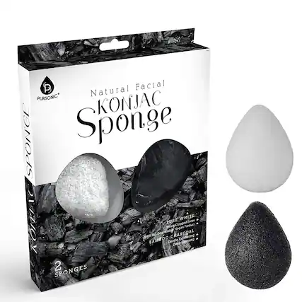 P PURSONIC Natural Facial KONJAC Sponge Sponge OMAC Jpgs BA R40 MBO0 D0o pradat PURE WHITE Gentle CHARCOAL CRA Doee Clogged Pores Vegan Edoliating Product SPONGES 2