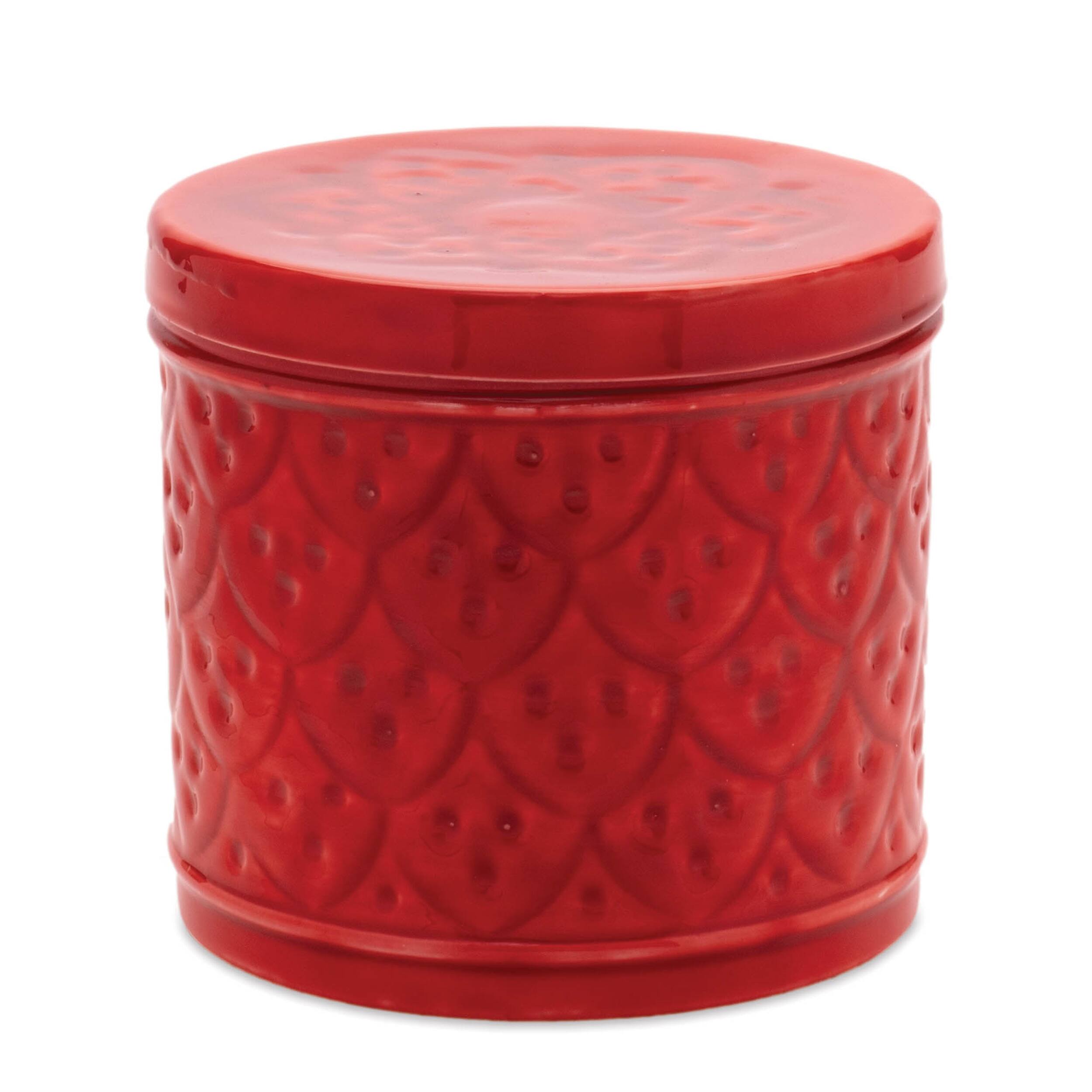 Left. BreeBe - Red Metal Container with Lid (Set of 2) - Red.