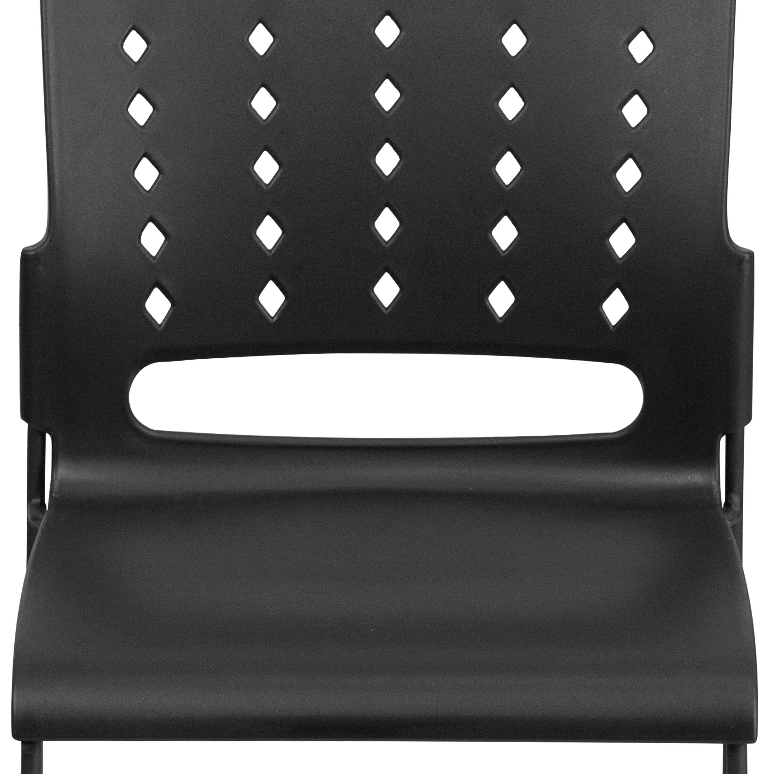 Alt View 9. Emma + Oliver - Home Office Plastic Accent Sled Base Stack Chair - Air-Vent Back - Black.
