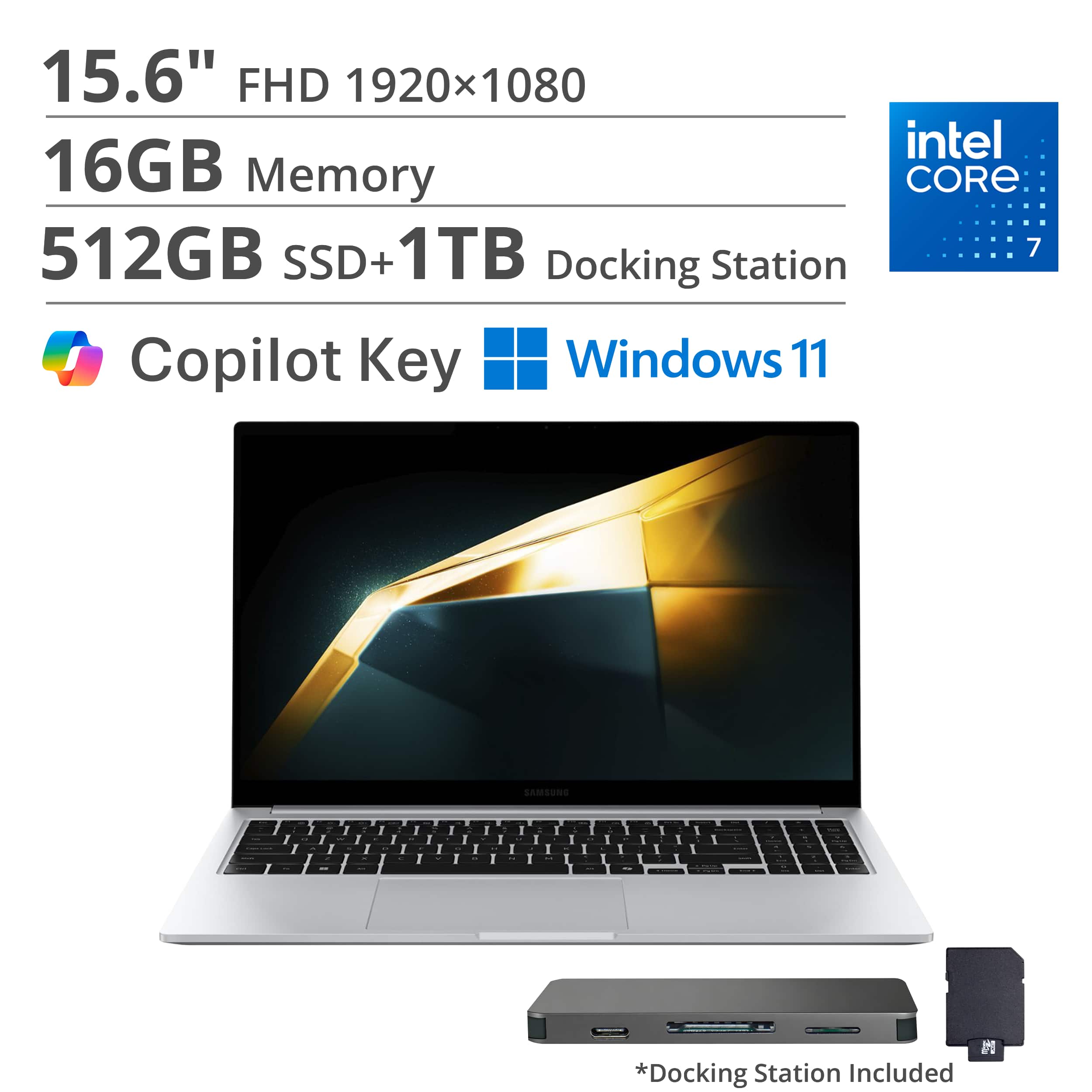 Samsung - Galaxy Book4 15.6" FHD Laptop - Intel Core 7- 16GB Memory - 512GB SSD - Silver