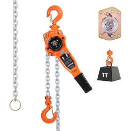 VEVOR - Manual Lever Chain Hoist, 1T 2200LBS Capacity Heavy Duty Come Along,10FT Lift G80 Alloy Steel Chain With Dual Pawl Brake - Orange