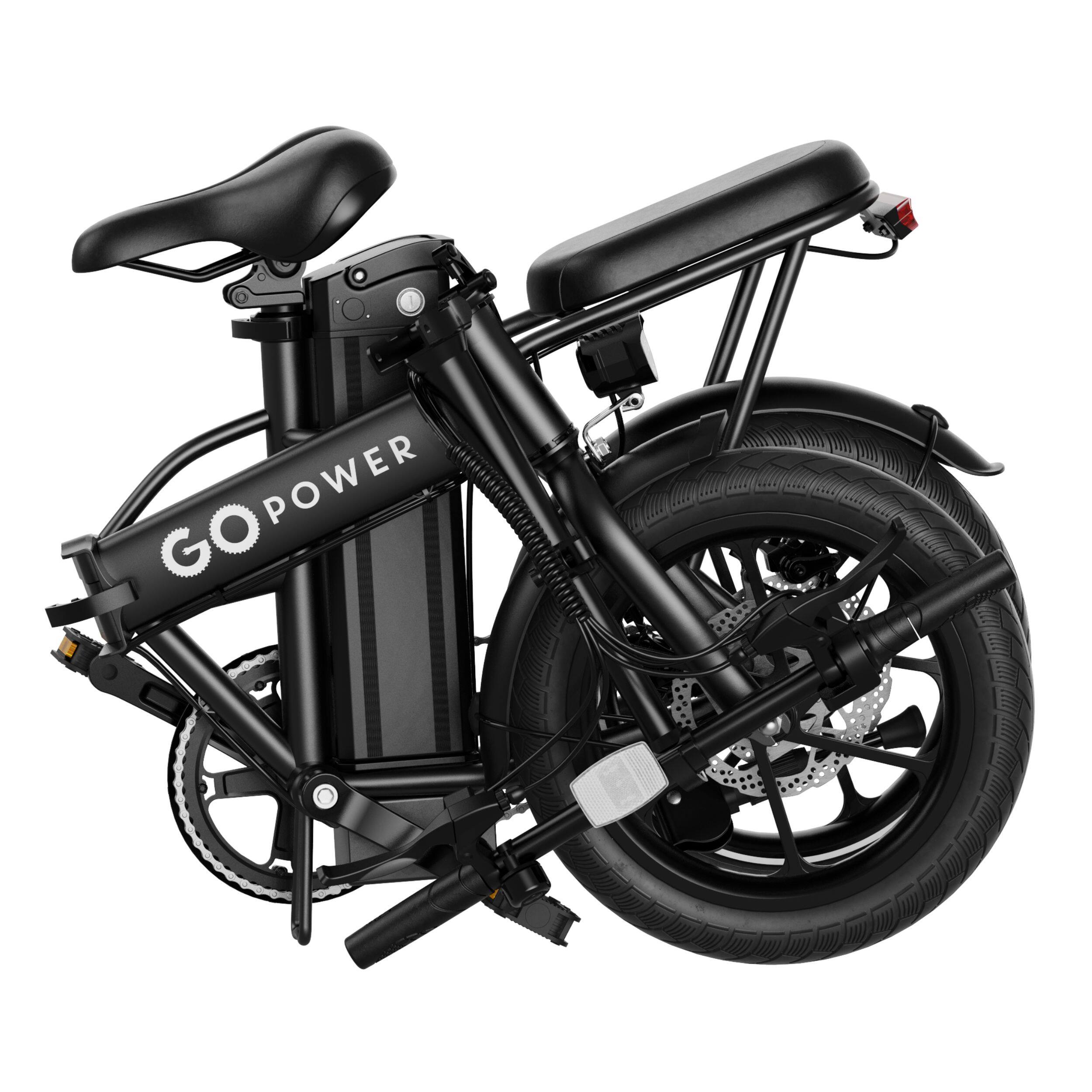 Left. GoPowerBike - GoPowerBike GoRay Folding Electric Bike 20mph Max Speed & 350W Motor - Black.