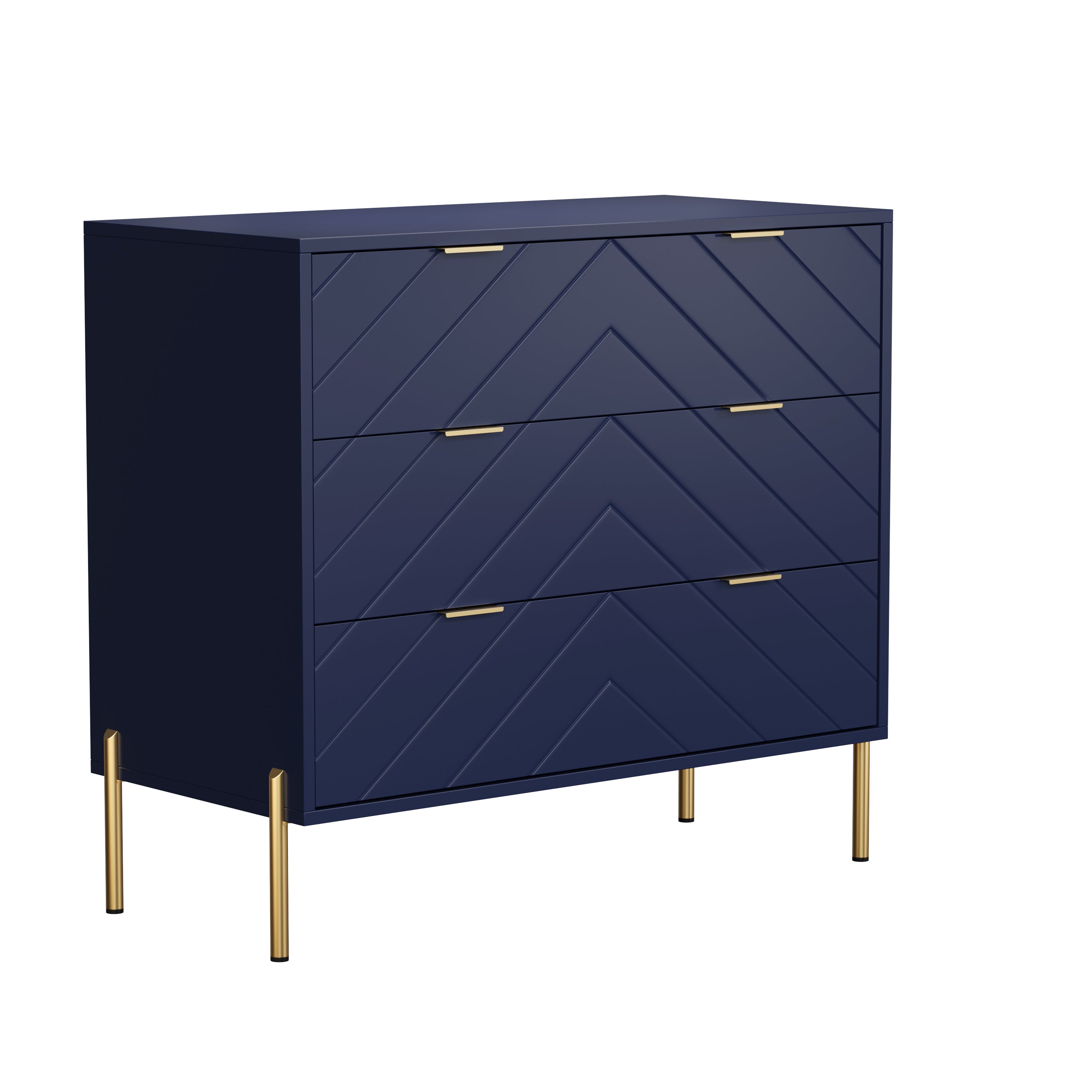 Alt View 1. Boyel Living - Modern 3 Drawer Dresser Chest with Gold Metal Legs - Blue.