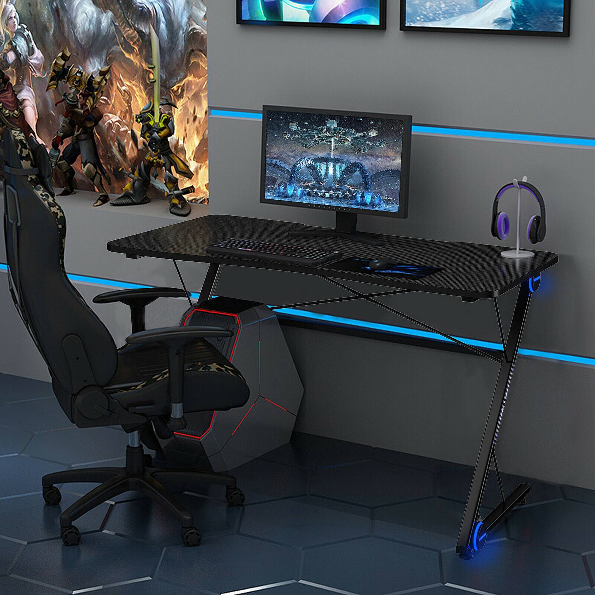 Alt View 11. Costway - Z-Shaped Gaming Desk with LED Lights - 43.5" Wide - Black.