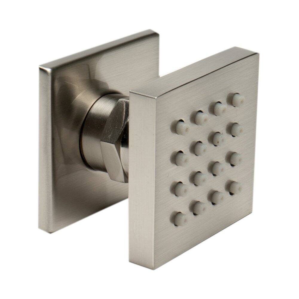 Angle. Alfi - Brushed Nickel 2" Square Adjustable Shower Body Spray - Silver.