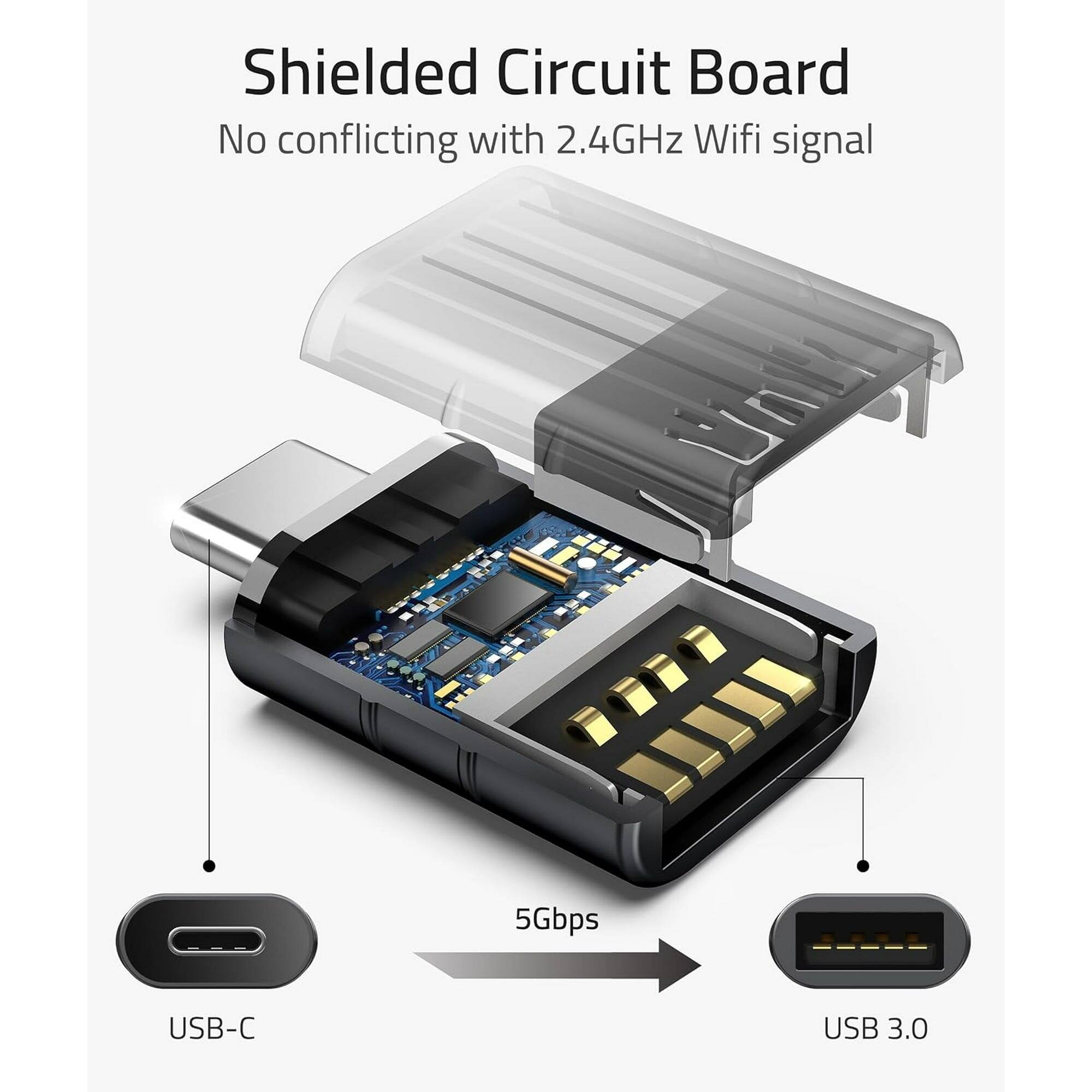 Shielded Circuit Board  
No conflicting with 2.4GHz Wifi signal  

5Gbps  
USB-C  
USB 3.0