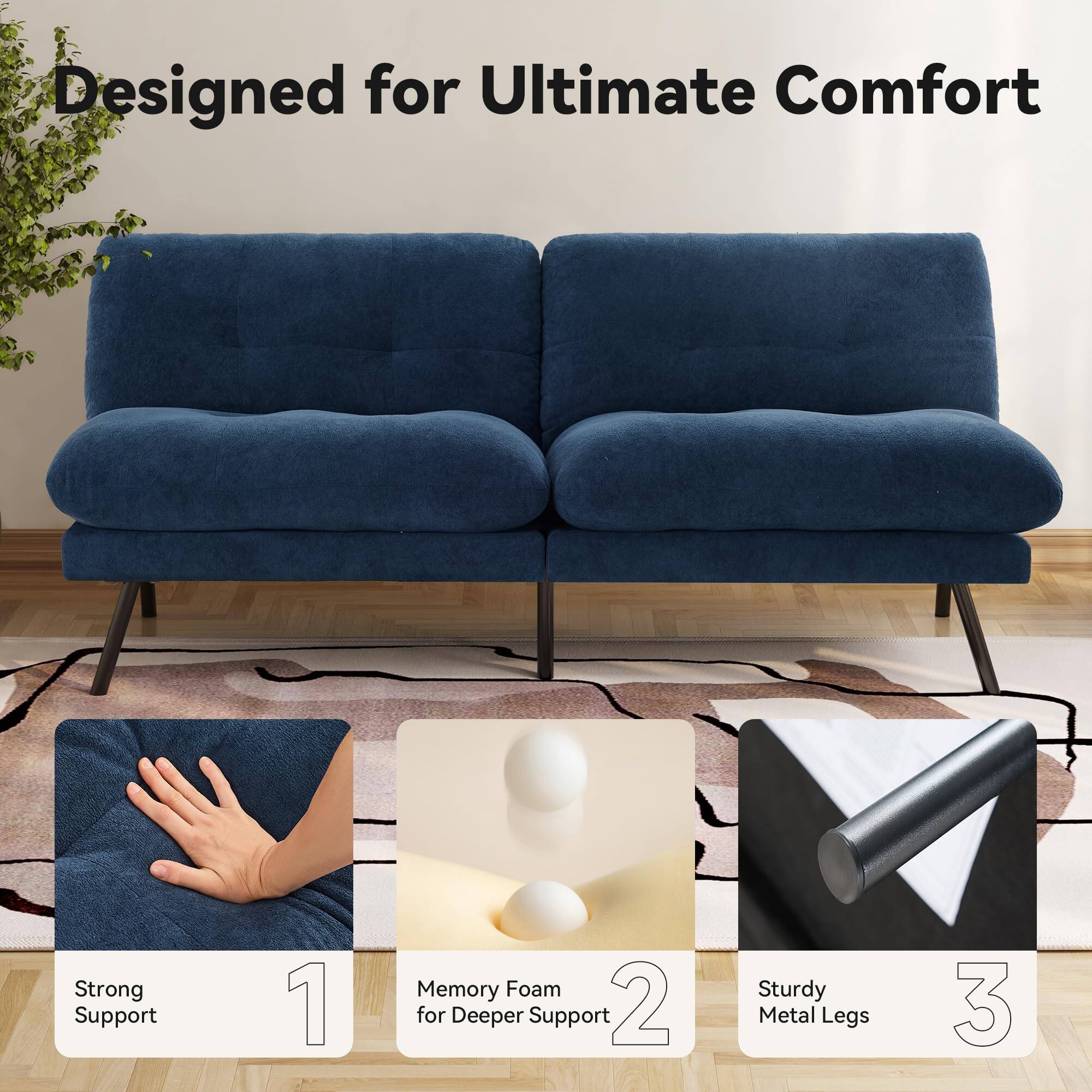 Designed for Ultimate Comfort

1. Strong Support
2. Memory Foam for Deeper Support
3. Sturdy Metal Legs