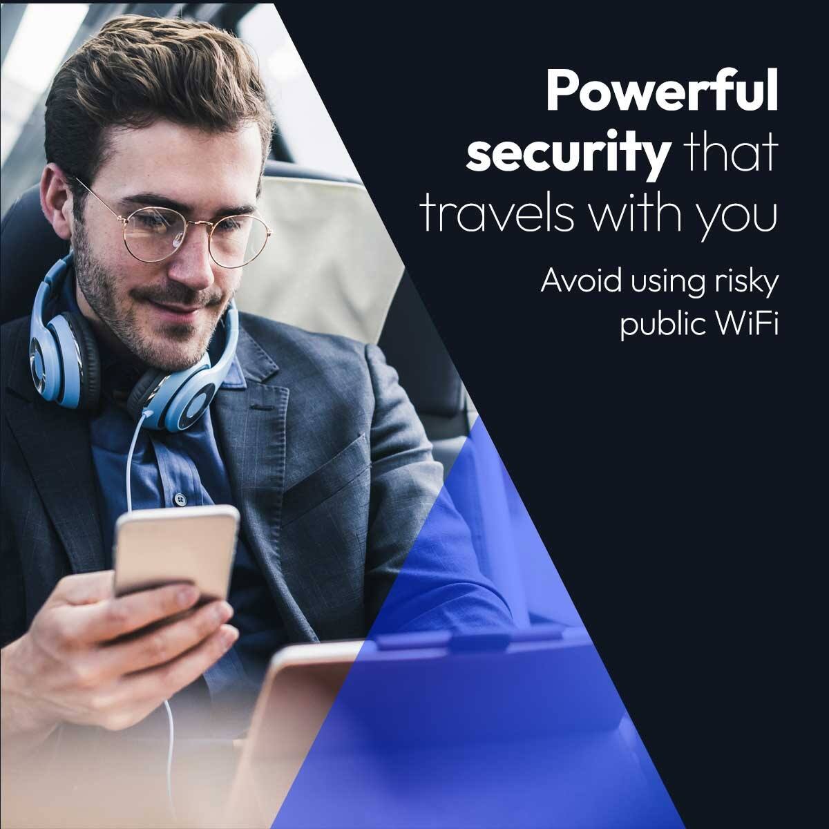 Powerful security that travels with you  
Avoid using risky public WiFi