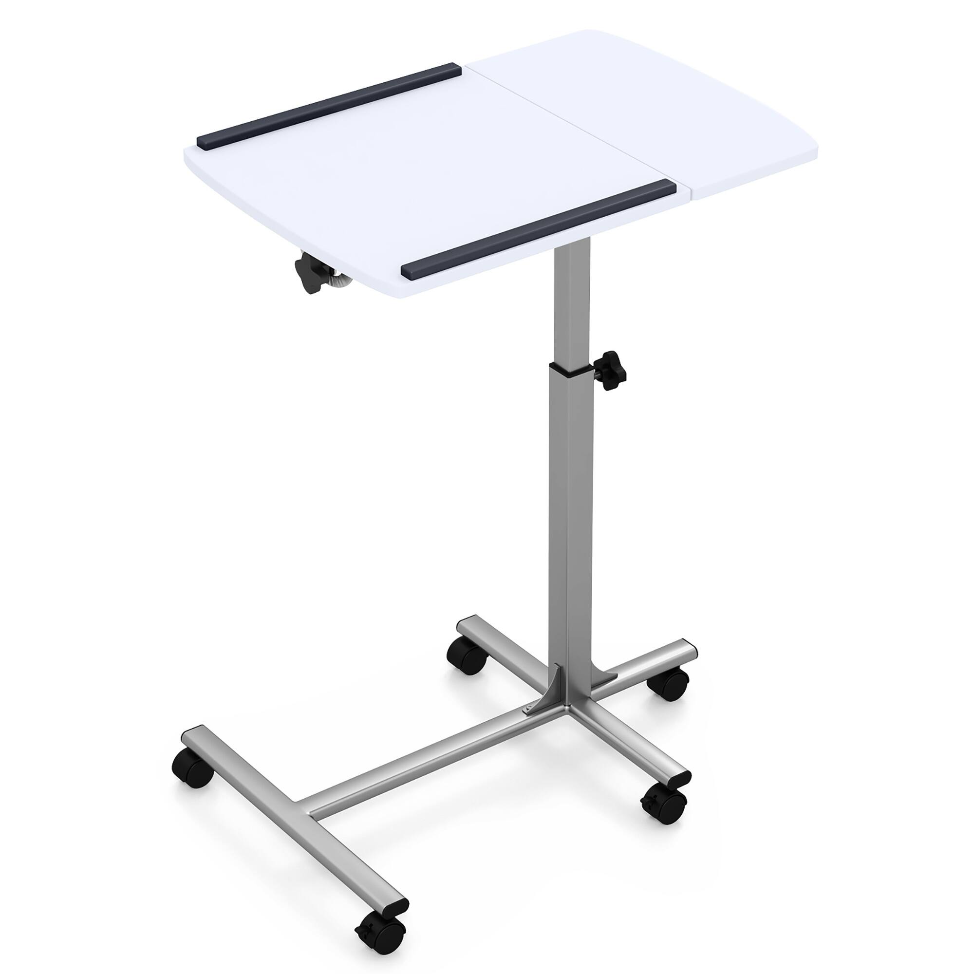 Alt View 9. Gymax - Gymax Height Adjustable Mobile Laptop Desk Standing Desk on Wheels Tilting Tabletop - Silver, White, Black.