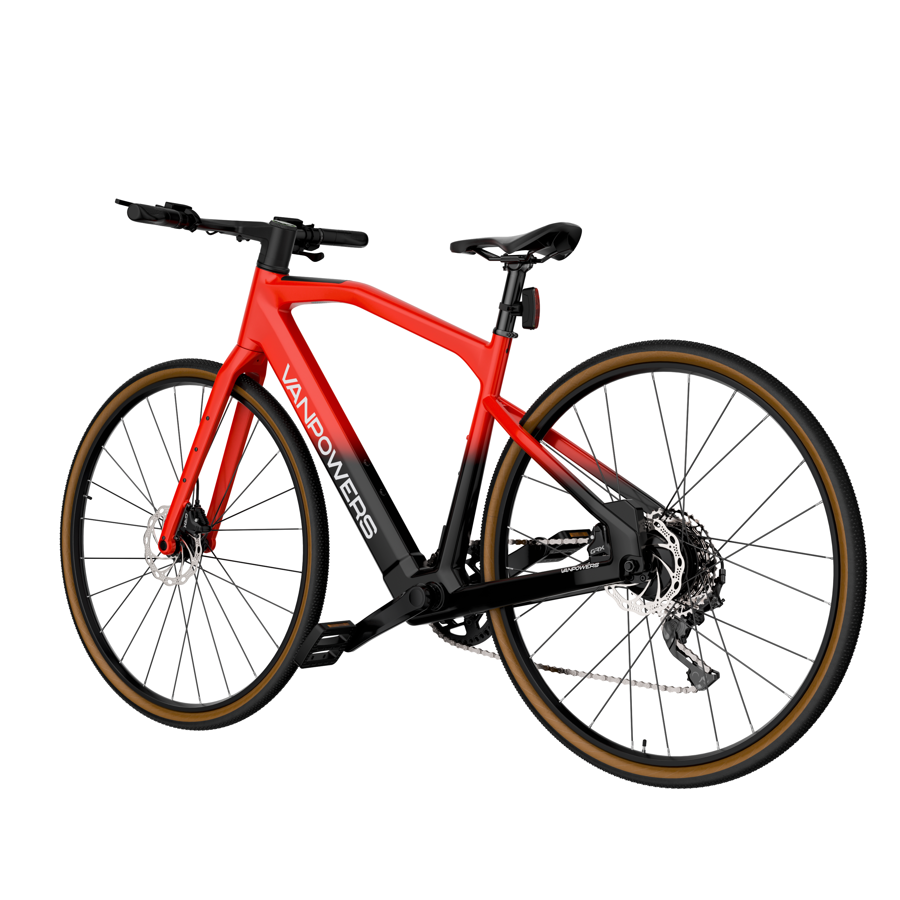 Vanpowers - UrbanCross-Pro Lightweight 350W Hub-Motor Gravel E-Bike-S Size - Lava Red and Coke Black