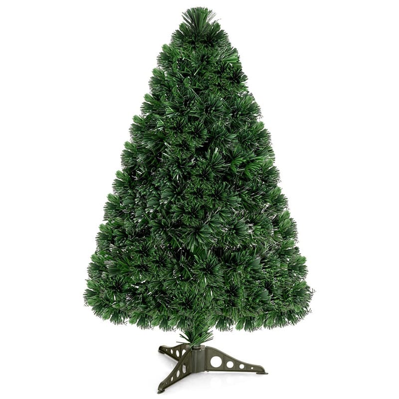 WELLFOR - 3 ft Prelit Fiber‑Optic PVC Artificial Christmas Tree,Perfect‑Choice Decoration for Xmas Small‑Space Home - Green