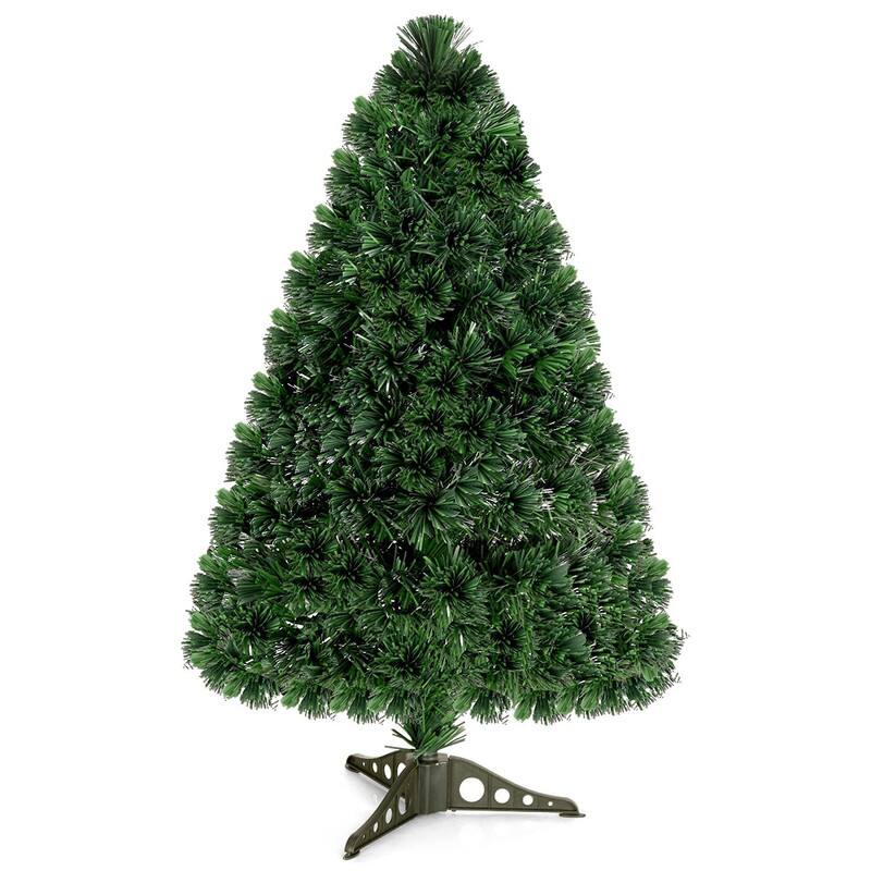 Front. WELLFOR - 3 ft Prelit Fiber‑Optic PVC Artificial Christmas Tree,Perfect‑Choice Decoration for Xmas Small‑Space Home - Green.