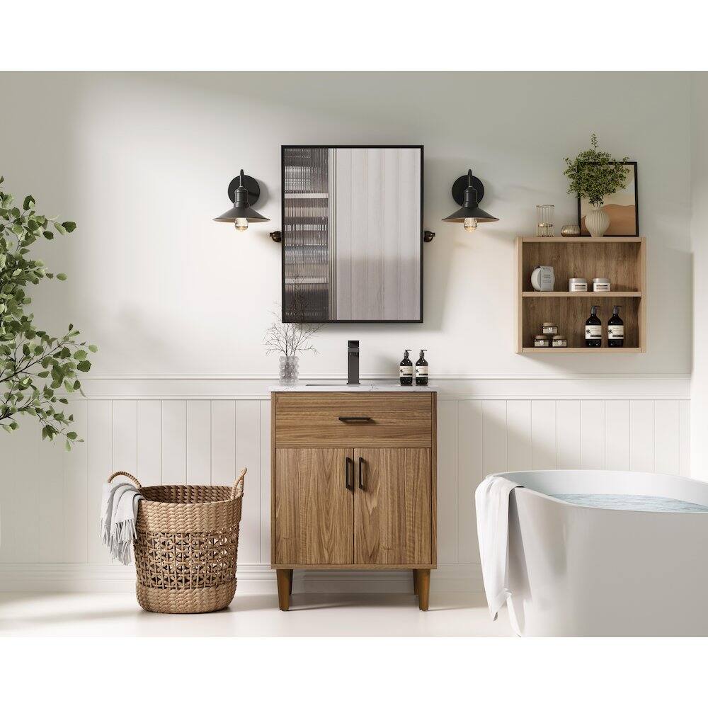 Alt View 7. Elegant Kitchen and Bath - Chandler 24 Inch Single Bathroom Vanity In Walnut Brown - Walnut Brown.