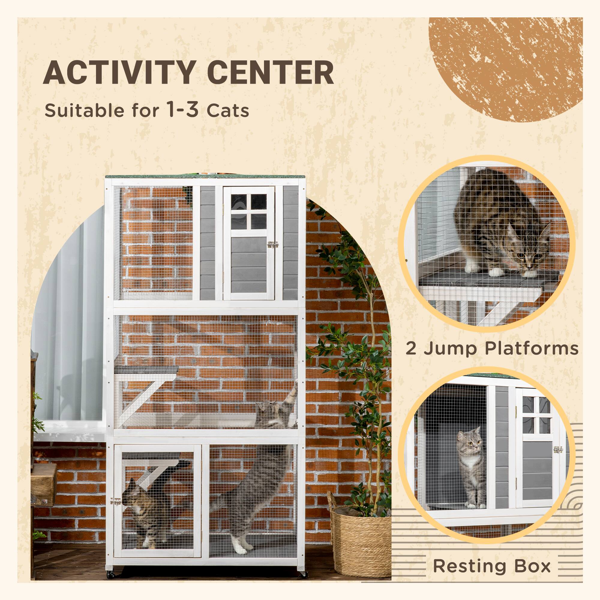 ACTIVITY CENTER  
Suitable for 1-3 Cats  

2 Jump Platforms  
Resting Box