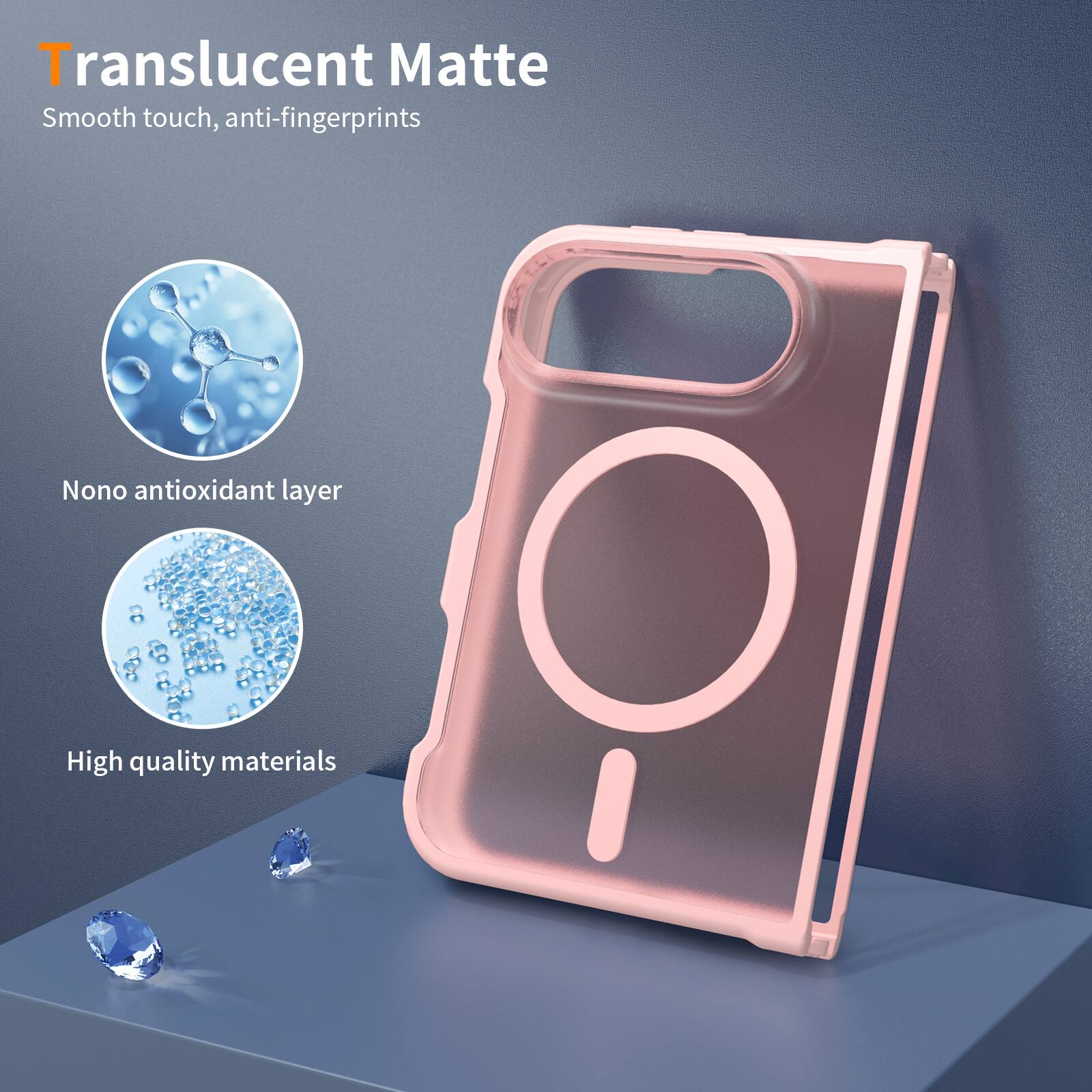 Translucent Matte  
Smooth touch, anti-fingerprints  

Nano antioxidant layer  

High quality materials