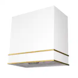 Akicon - 30 inches - Externally Vented - Wall Range Hood - White with Gold